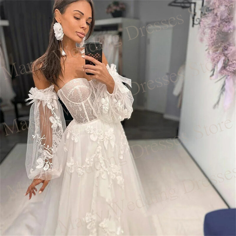 Vestidos de noiva em renda para mulheres, lindos apliques, vestido de princesa, graciosos vestidos de noiva sexy, querida, 2022