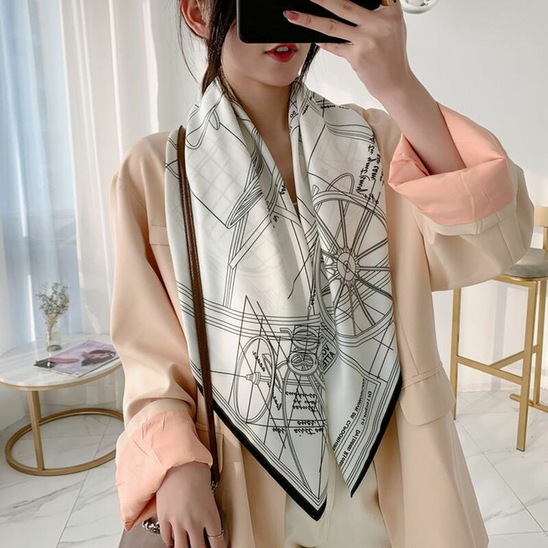 Lenço de toalha quadrado estilo coreano para mulheres, fitas de alça, faixa de cabelo, estilo pastoral envoltórios, temperamento