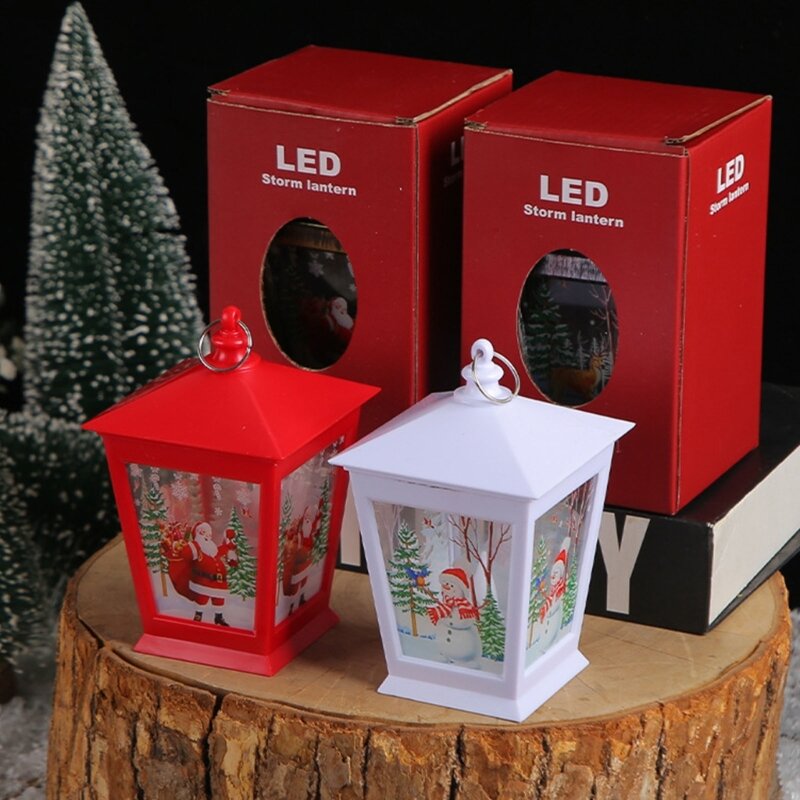 Lámpara de viento de casa de Navidad Luces LED portátiles de linterna de viento con forma de casa única