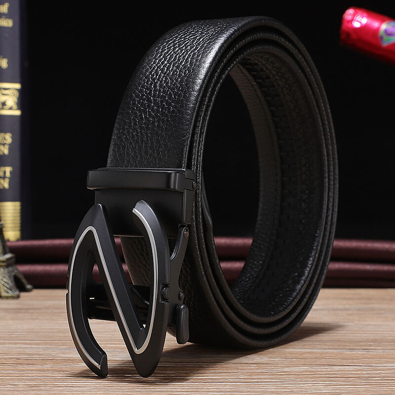 Luxury Genuine Leather Men Jeans Belt Rhinestone Metal Rotatable Belt Buckle High Quality Business Belt Male Waistband Belts New