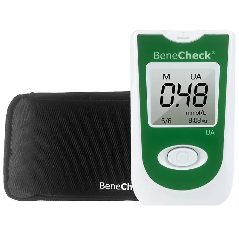 BeneCheck ácido úrico medidor automático, tiras de teste e lancetas agulhas para ácido úrico medição de gota monitor incluído, 10 25pcs