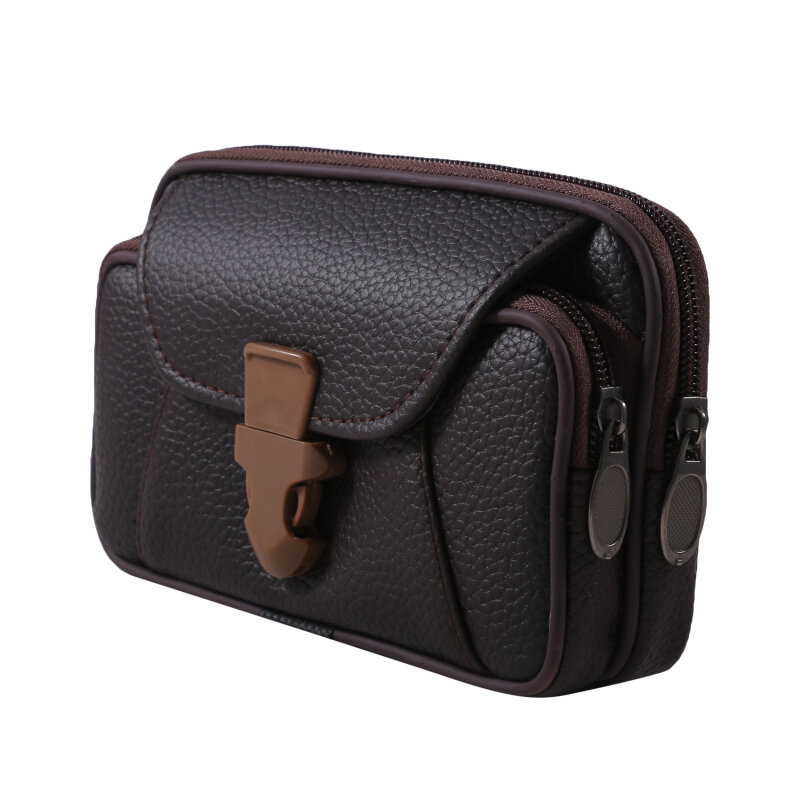 Sacs de taille multifonctionnels en cuir PU pour hommes, sac de ceinture d'affaires pour documents solides, section horizontale et verticale, étui portefeuille, sac à main