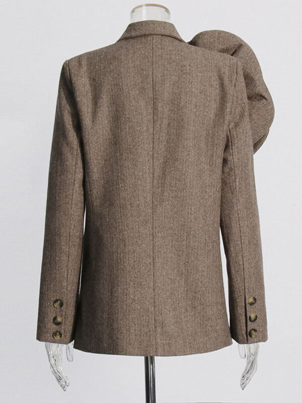 JNMC Women's Fashion Design Sense Suit 2024 Spring New Three-dimensional Flower Brooch Loose Slimming Suit Jacket