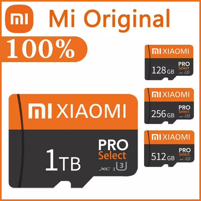 XIAOMI-Cartão SD de Memória de Alta Velocidade para Smartphone, Mini Cartão SD, TF Flash Card para PC, Câmera, Classe 10, 128GB, 256GB, 512GB