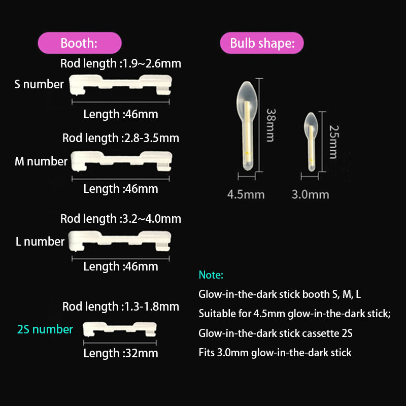 Glow-In-The-Dark porta carte di credito Glow Stick Rod leggermente Snap Fish Float Clip Set testa galleggiante canna da pesca canna da pesca canna luminosa