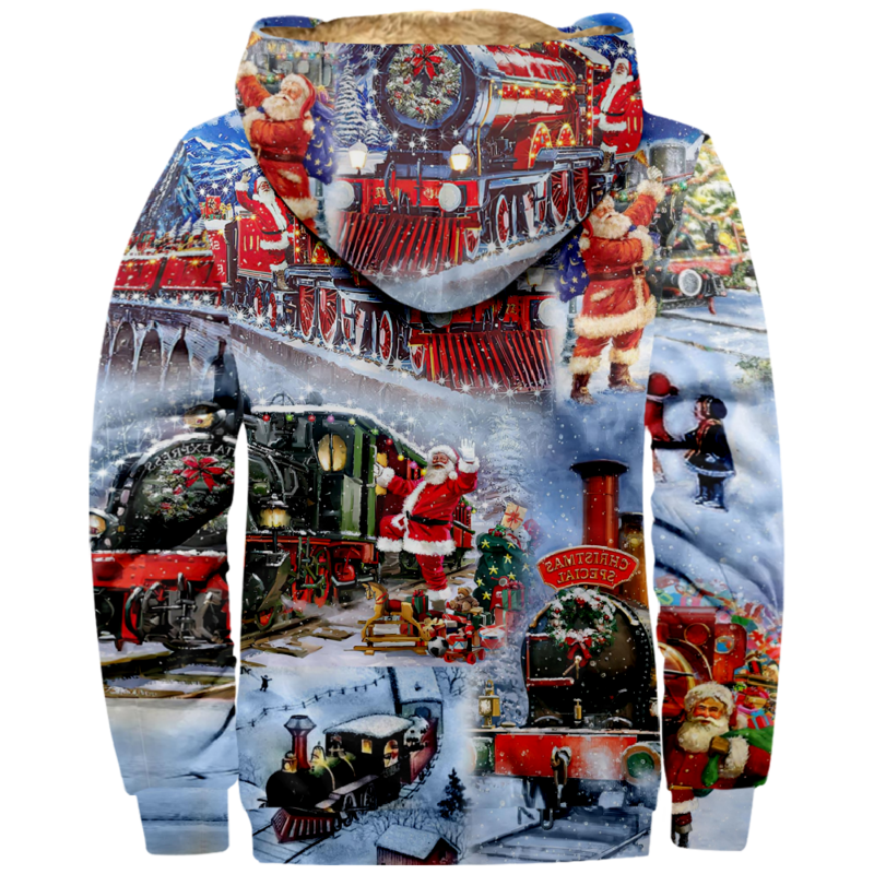 Christmas Merch 2023 Hoodie 3D Long Sleeve Zip Sweatshirts Stand Collar Coat Women Men Hooded Pullover Funny Clothes