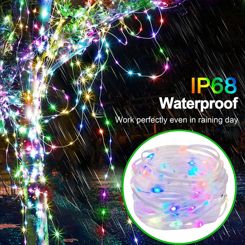 LED سلسلة ضوء الذكية بلوتوث App التحكم جارلاند مقاوم للماء في الهواء الطلق الجنية أضواء لعيد الميلاد عطلة ديكور حفلة عيد ميلاد