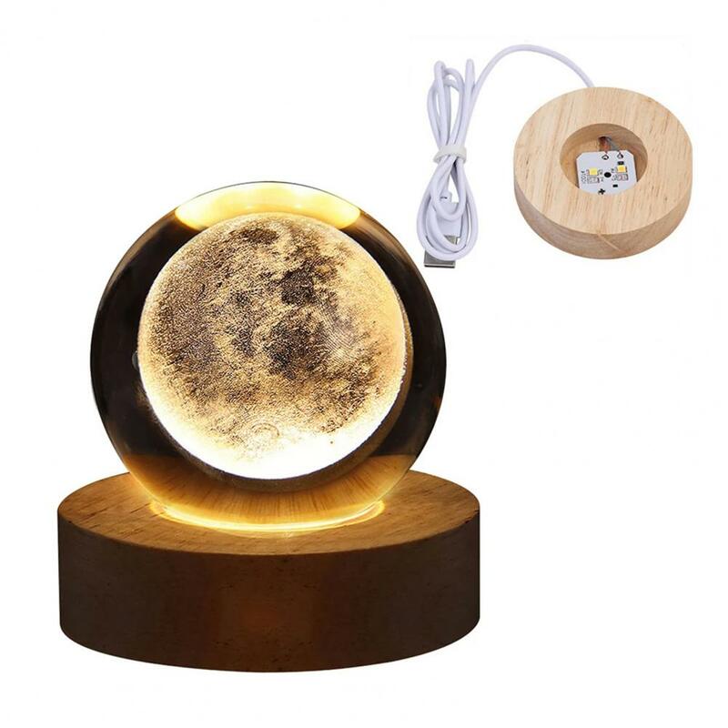 LED-Lampe 3d gravierte Milchstraße System Ball Nachtlicht mit Holz sockel USB Plug-Play oder Lade Nachttisch lampe für Desktop