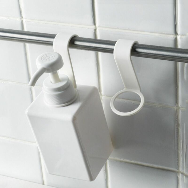 Plástico Shower Gel Pendurado Rack, Banheiro De Armazenamento, Branco Sabão Dispenser, Gancho Da Garrafa, Cabide, 8Pcs