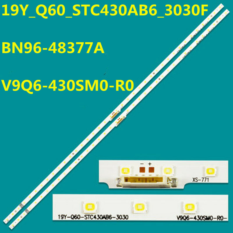 Lampu latar LED Strip 38 lampu untuk BN96-48377A V9Q6-430SM0-R0 QE43Q60TAU 100 buah