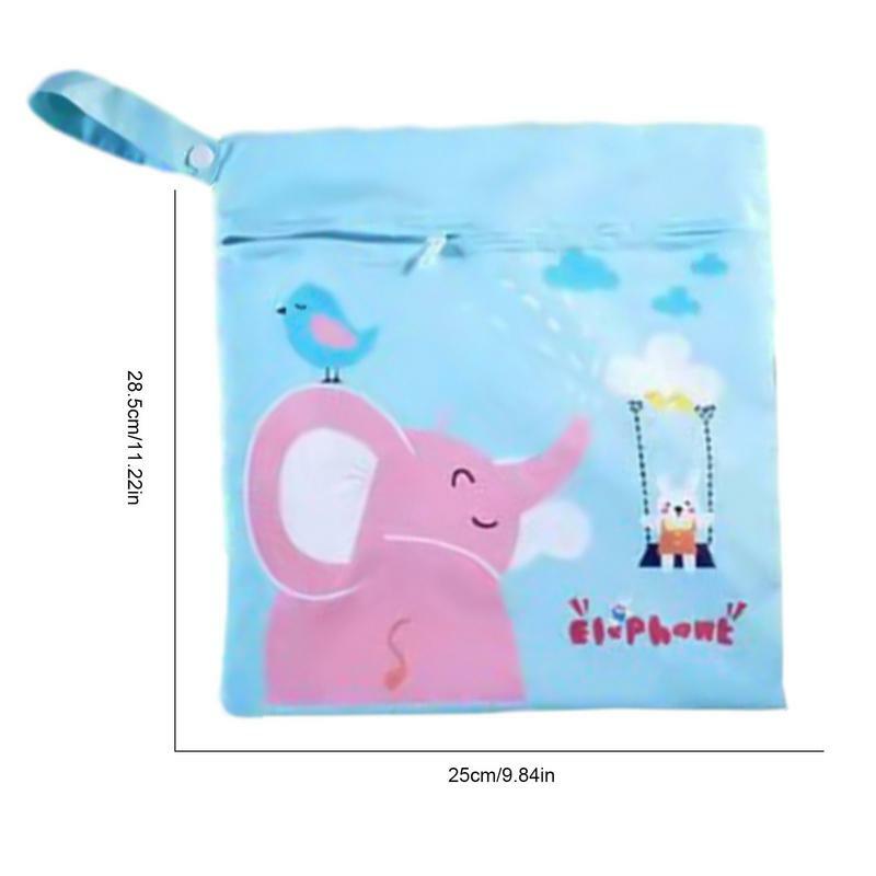 Diaper Bag Organizing Pouches Cartoon Waterproof Wet Bag Zippered Reusable Wet Bags For Clothes Travel Beach Yoga Gym Swimsuits