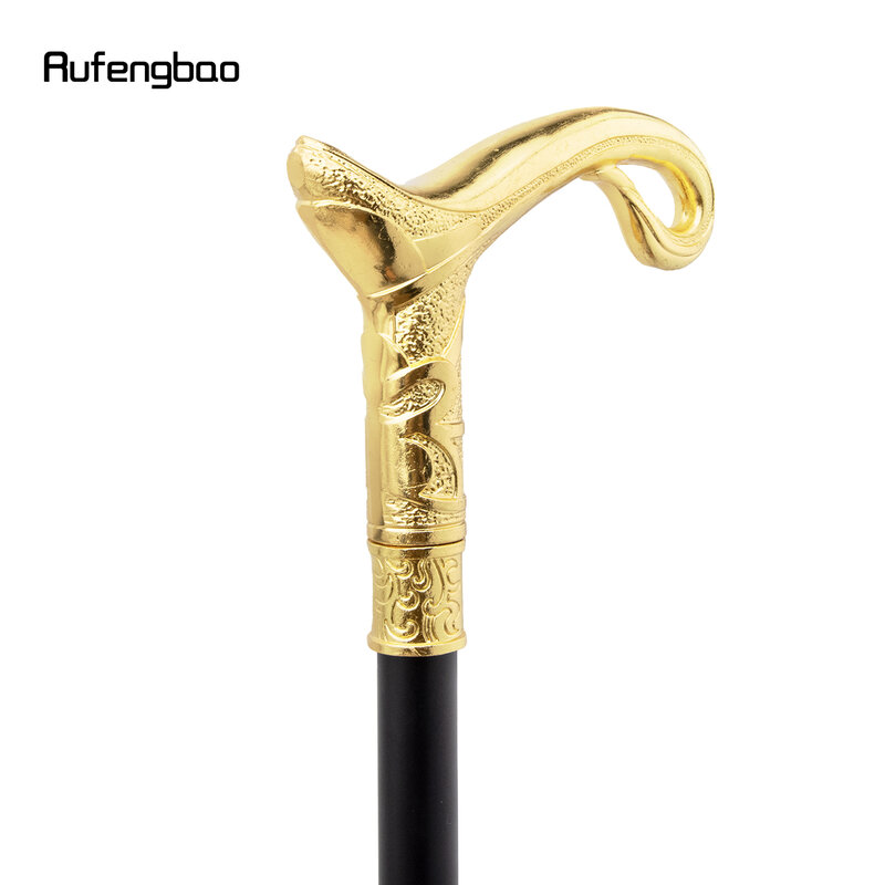Golden Luxury Curve Line Type Walking Stick with Hidden Plate Self Defense Fashion Cane Plate Cosplay Crosier Stick 93cm