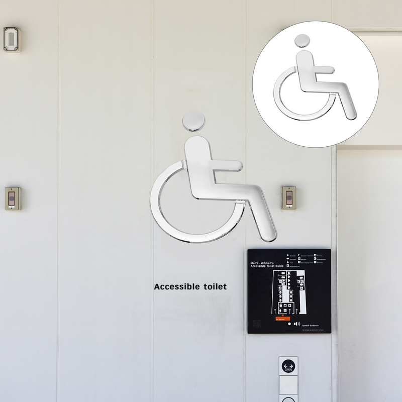 ป้ายสำหรับคนพิการมีตราสัญลักษณ์รถเข็นง่ายๆสำหรับห้องสุขา