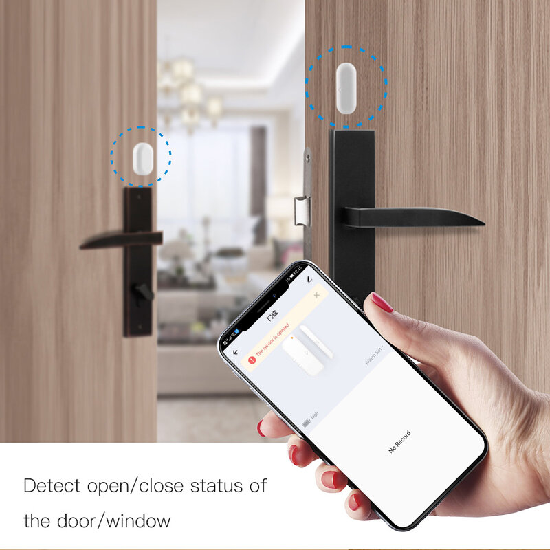 Tuya ZigBee-كاشف الباب والنافذة الذكية ، نظام إنذار أمان المنزل الذكي ، جهاز التحكم عن بعد عن طريق تطبيق Tuya Smart Life
