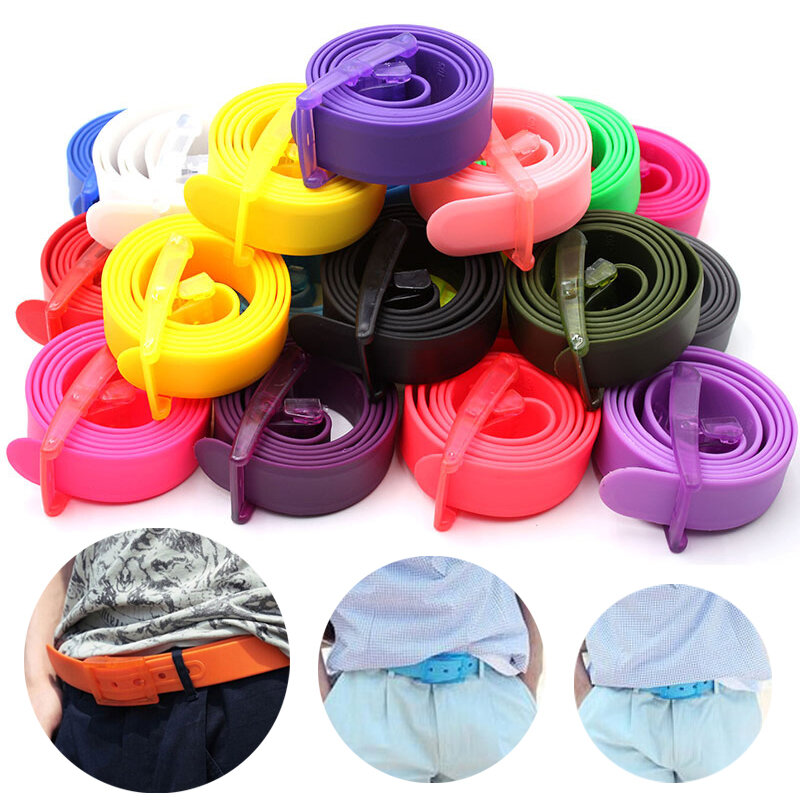 Cinturones de silicona Unisex, hebilla de plástico, alfileres, banda de cintura informal, cinturón para pantalones, accesorio de ropa, Color caramelo, novedad