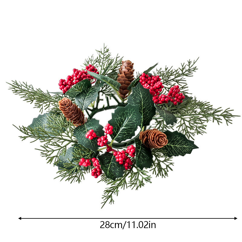 28/20cm Christmas Ornaments Candle Holder Candlestick Wreath Centerpiece Garland Christmas Artificial Decorations Party Supplies