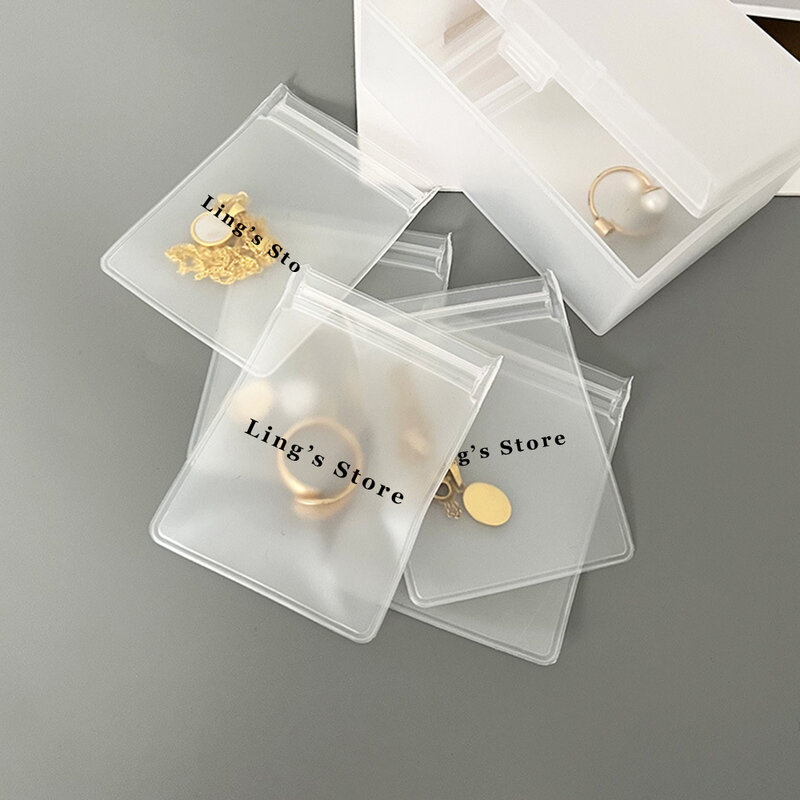 Ювелирные изделия с логотипом на заказ, матовый мешок на молнии, кольцо, серьги, ожерелье, браслет, упаковка, прозрачный пластиковый пакет-конверт из ЭВА