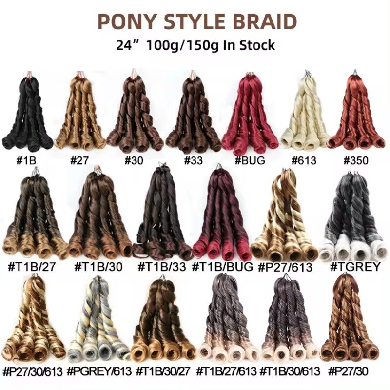 French Curly Display Loose Body Wave Pony Style Spiral Curl Crochet Braid Synthetic Hair Extensions Curly Braiding Hair