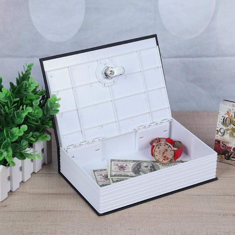 Caja de dinero en forma de diccionario inglés segura creativa con llave, libro de monedas, caja de dinero