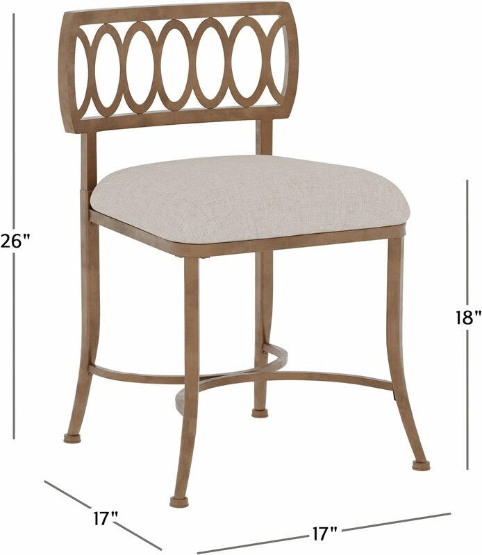 كرسي زينة معدني مع ظهر بيضاوي متشابك أو غرفة مكياج أو حمام