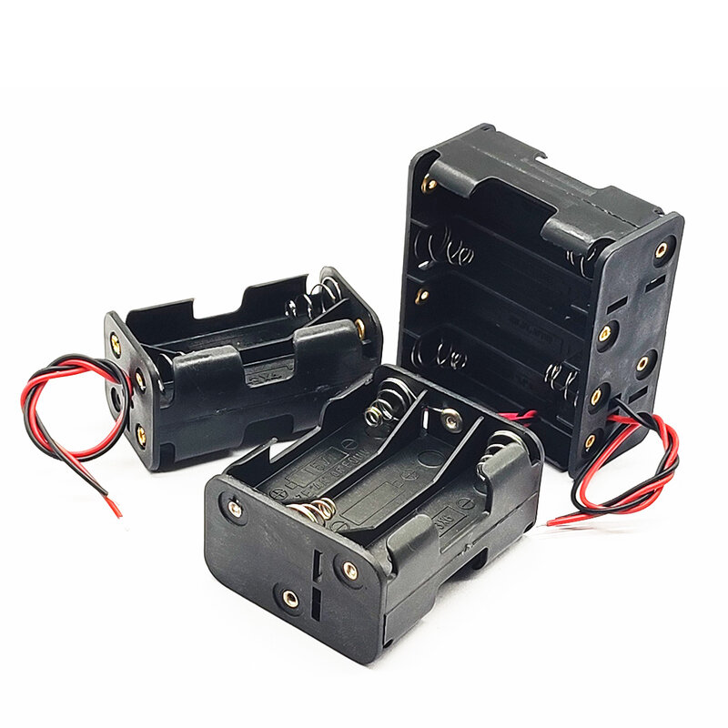 Caixa do suporte da bateria AA, caixa da bateria AA, traseira com linha, 2 entalhes, 4 entalhes, 6 entalhes, 9V, 12V, DIY
