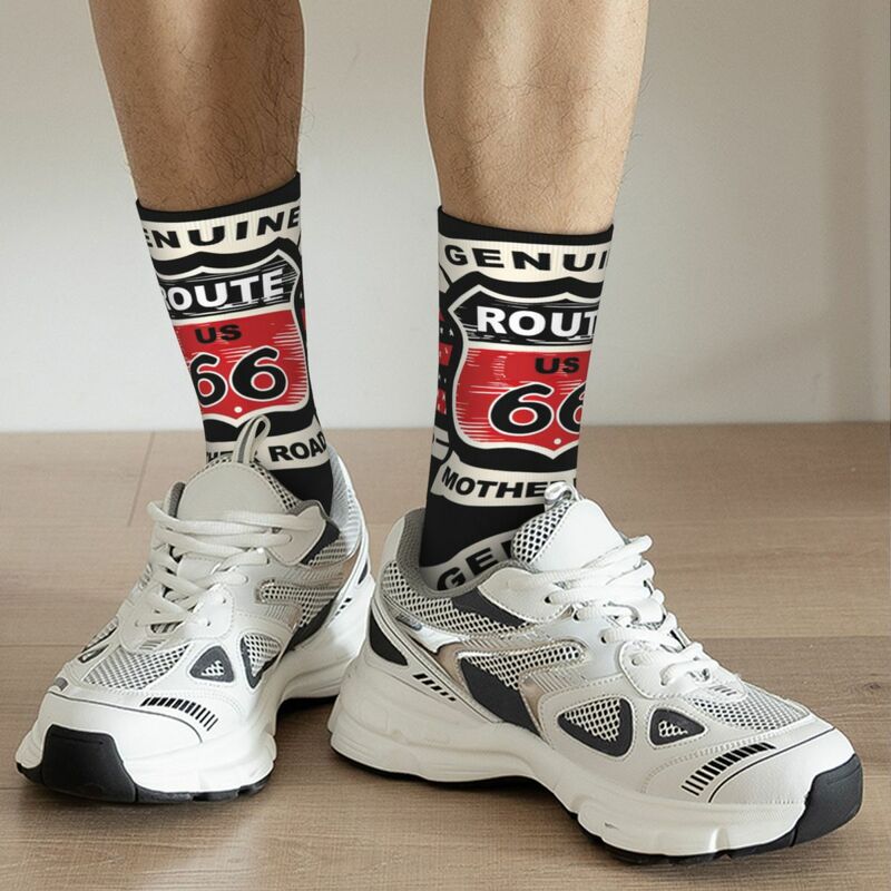 Cool Historic Route 66 Football Socks Polyester Crew Socks for Unisex Sweat Absorbing