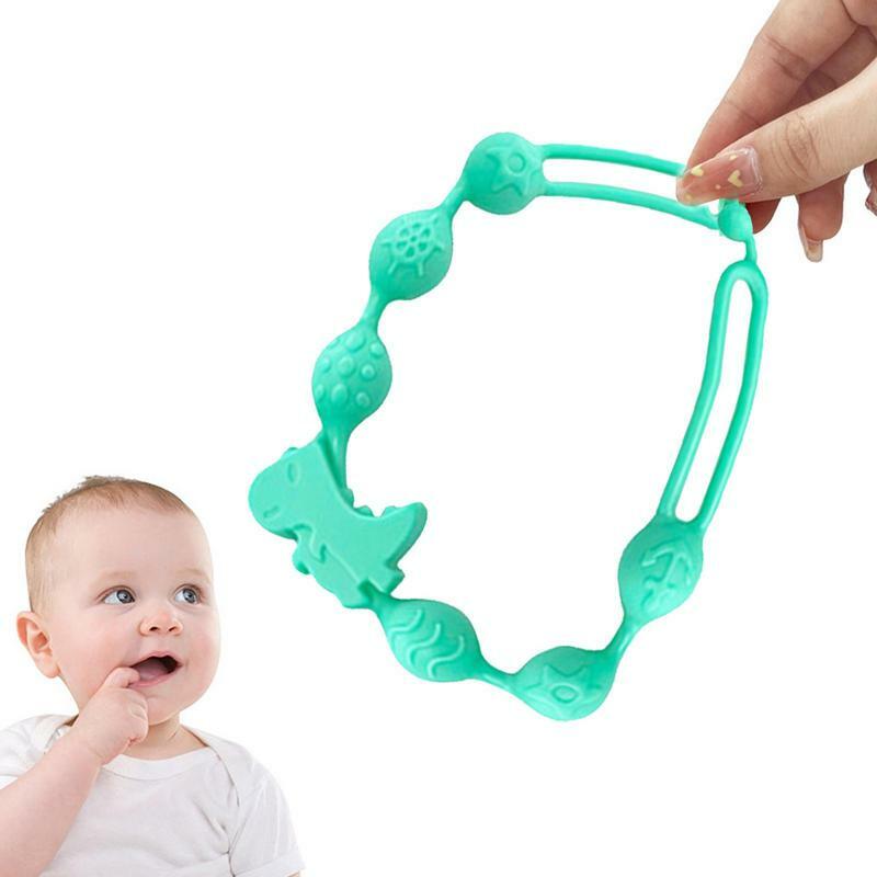 Silicone Chew Bracelet Teether Teething Bracelet Food-Safe Silicone Chewable Teether Adjustable Newborn Bracelet For Soothing