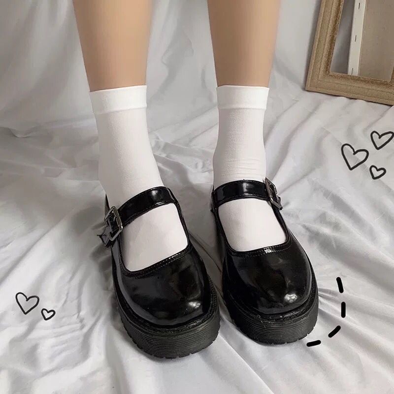 Kaus kaki betis beludru tipis musim panas stoking wanita warna polos hitam putih di atas lutut kaus kaki seragam Jk Preppy Jepang tabung sedang