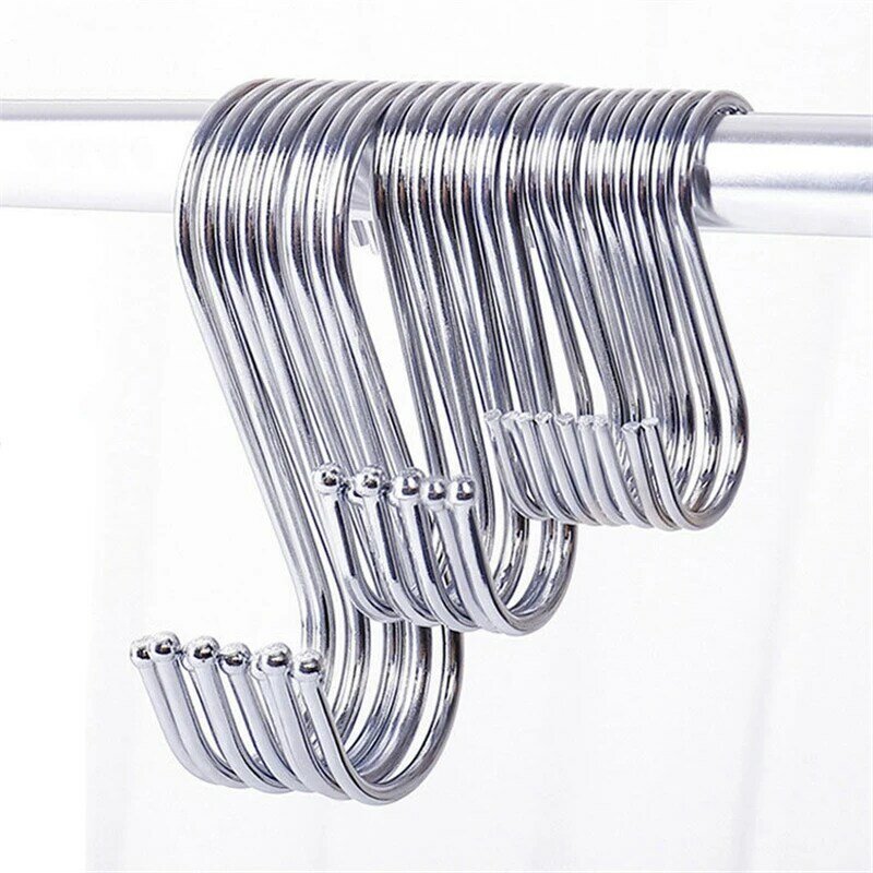 S Shaped Hooks Stainless Steel Metal Hangers Hanging Hooks for Kitchen Pot Shelf Hook Hanger Garden Bathroom Storage