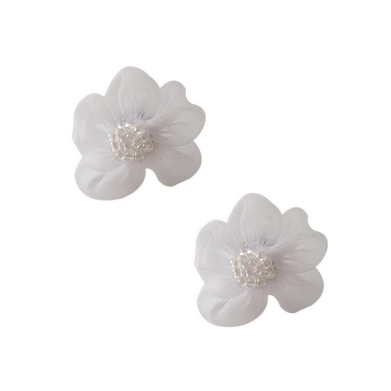 652F – boucles d'oreilles florales faites à main, en forme Rose, en tissu élégant, en forme goutte, bijoux d'ornement