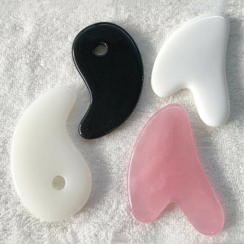 Rodillo de Jade de cuarzo rosa para masaje, raspador de Guasha para raspar, masajeador Facial, tablero de rodillo para el cuidado de los ojos, herramientas Gua Sha, 2022