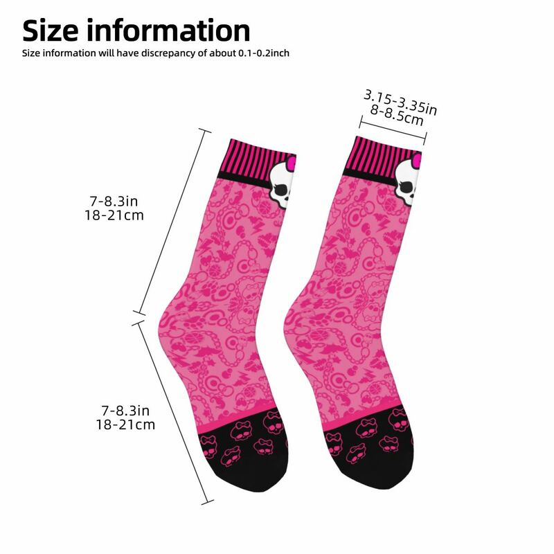 Happy Funny Men's Socks Harajuku Pink Monster High Sock Anime High Quality Women Socks Spring Summer Autumn Winter