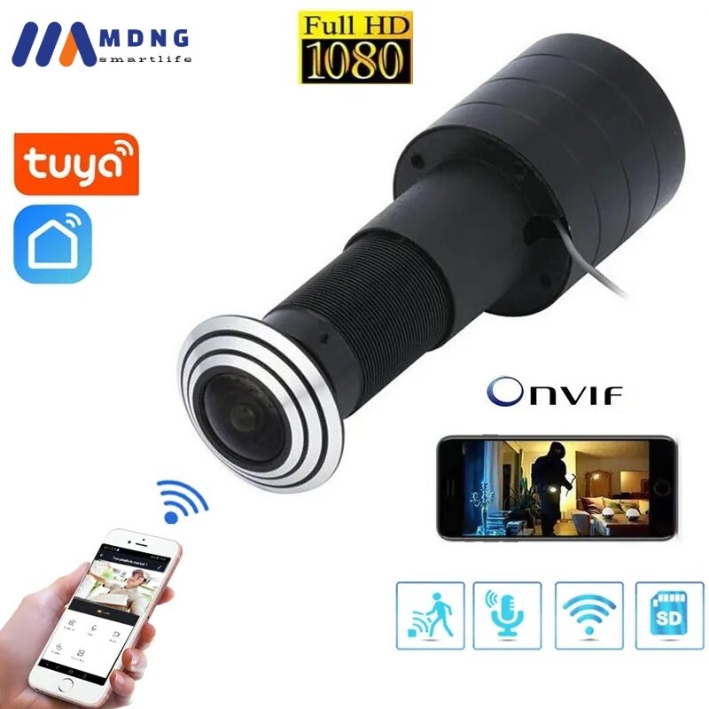 Дверной видеоглазок Tuya Smart Life, Wi-Fi камера с датчиком движения, дверной глазок, беспроводная камера для домашней безопасности