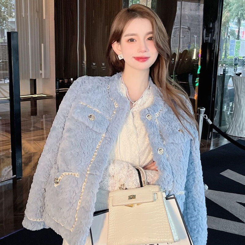 Winter Jacket Korean Style Oversize Women's Fleece Plush Jackets Warm Faux Fur Coats Female Vintage Fashion Casual Jacket C55