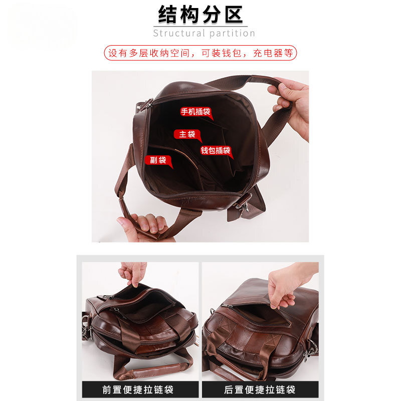 Nuova borsa da uomo, borsa a tracolla a tracolla in vera pelle al 100% borsa a tracolla verticale per viaggio d'affari per iPad da 13.3 pollici
