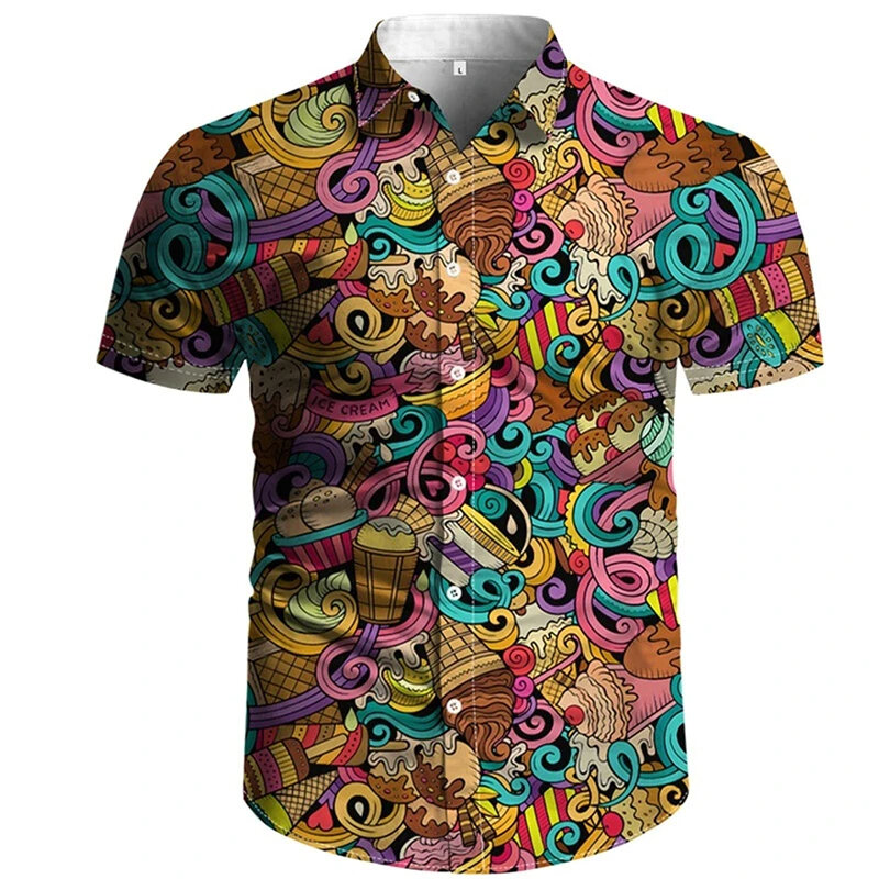 Camisa con estampado 3D para hombre y mujer, Camisa de manga corta con solapa, a la moda, para fiesta en la playa, con nuevos diseños