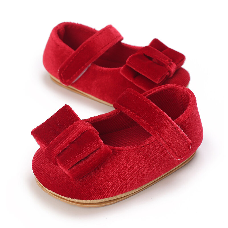 Mary Jane Flats com bowknot para bebês, Sapatos de berço macio, Sapatos de princesa antiderrapantes, Sapatos doces para crianças