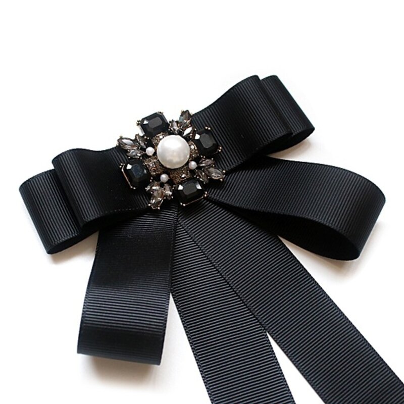 Fita cristal vintage gravata borboleta jóias jabot colar pré-amarrado gravata broche pino transporte da gota