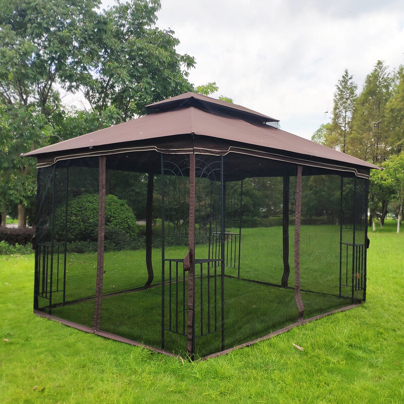 13x10 Outdoor Patio Gazebo Canopy Tent With Ventilated Double Roof And Mosquito net(Detachable Mesh Screen On All Sides)