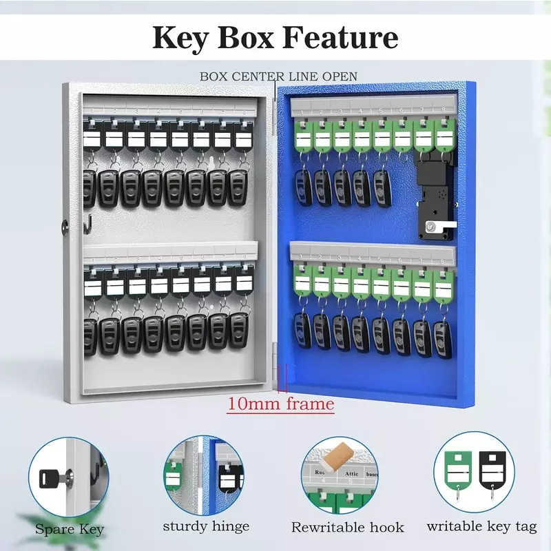 WeHere 32 kotak kunci, lemari penyimpanan kunci dipasang di dinding pintar, Bluetooth OTP/aplikasi/membuka kode tetap manajemen kunci aman
