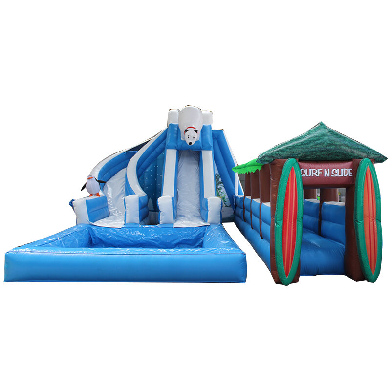 Série inflável do urso polar com piscina, corrediça de água, grandes brinquedos para crianças e adultos, comentando preço de fábrica