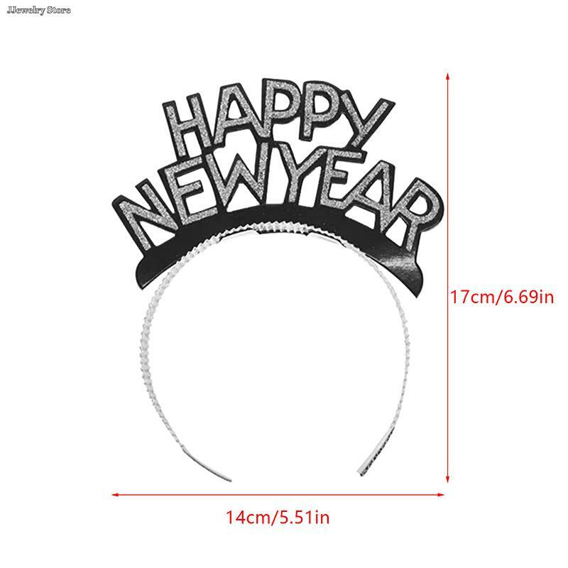 1 buah bando pesta Tahun Baru Selamat 2024 alat peraga foto dekorasi bintang berkilau bando kertas hiasan kepala mahkota hadiah hiasan kepala