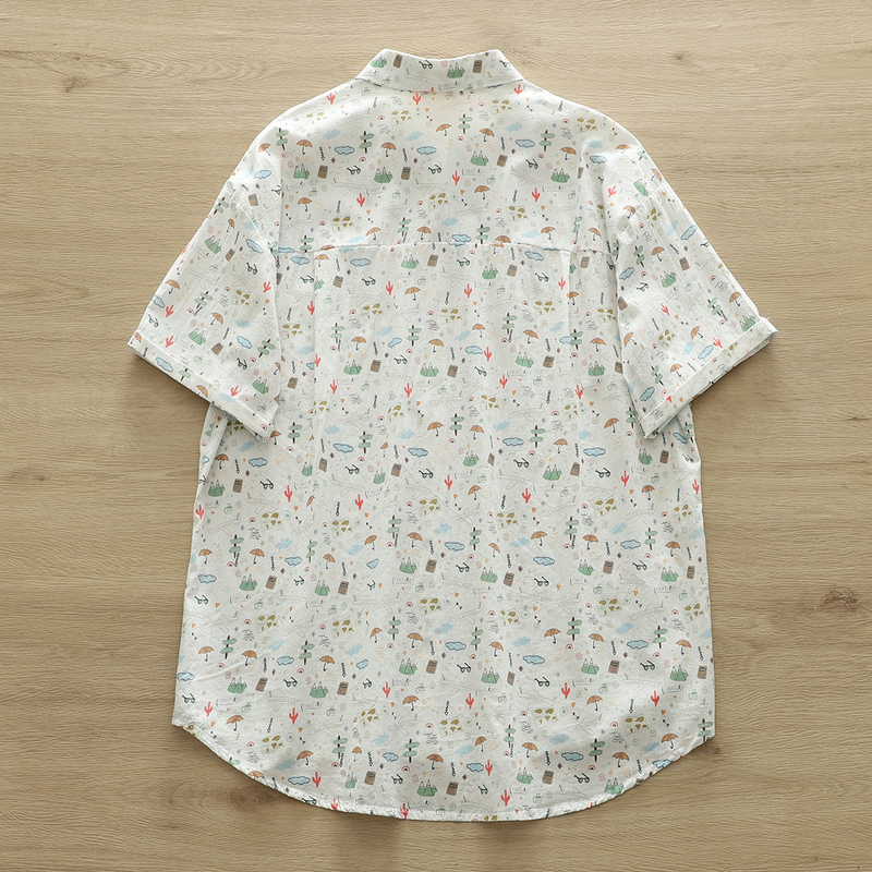 100% Cotton Yarn Shirts and Blouses Mori Girl Style Cartoon Umbrella Printed Shirts Summer Clothes Kawaii Short Sleeve Tops