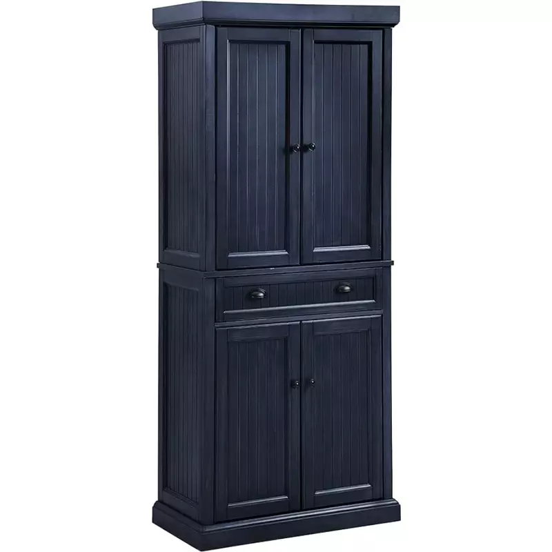 Seaside Kitchen Pantry Cabinet, Adjustable,Flexible,Removable Home Storage Cabinet, 16"D x 30"W x 72"H Distressed Navy