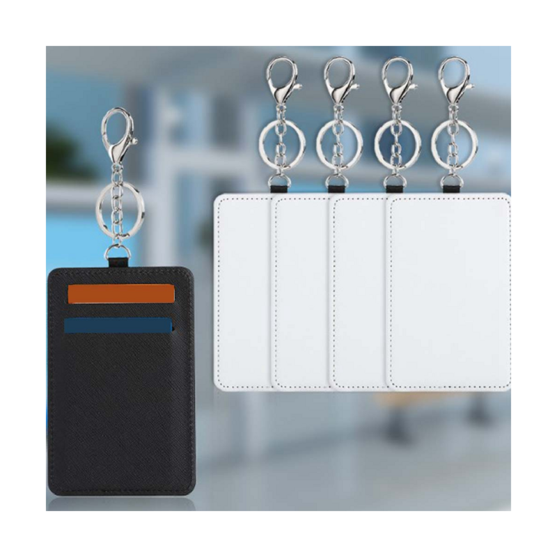 Soporte de tarjeta de transporte portátil rectangular para sublimación, soporte de tarjeta de trabajo imprimible, llavero, 10 piezas