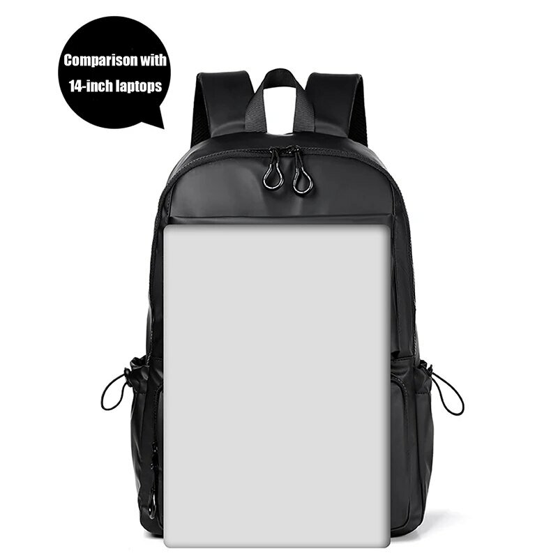A 14 Inch Men's Backpack Large Capacity Travel Leisure Solid Color Pu Computer Backpack Fashion Men And Women Students Schoolbag