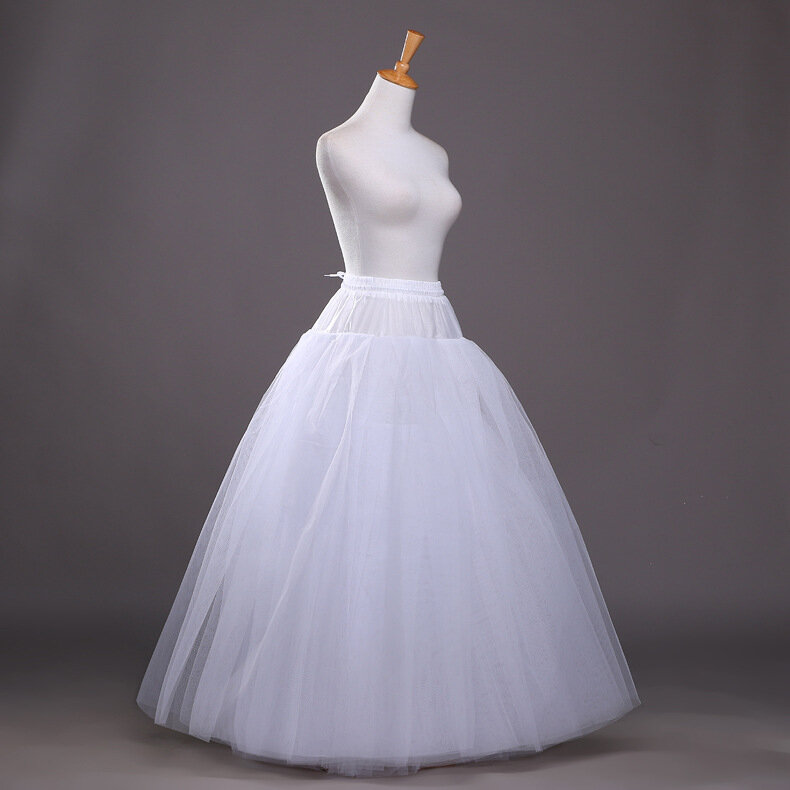 Ślubna suknia ślubna cokół bez kości czterowarstwowa przędza duża bufiasta elastyczna plus koronka w talii spódnica podtrzymująca wielowarstwową organzę