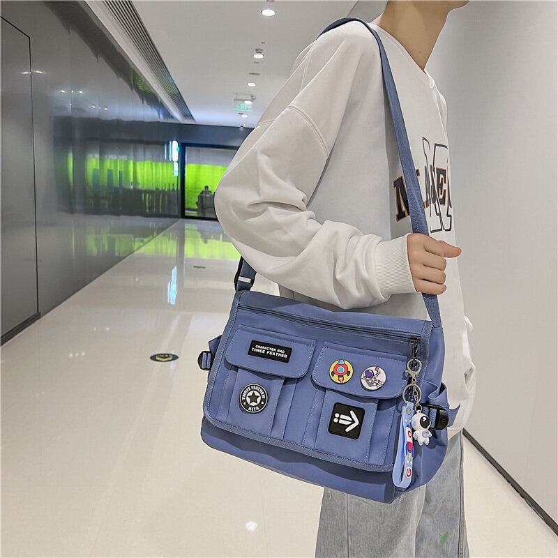 Harajuku Men Nylon Crossbody Bags for Women Messenger Bag Girls School Book Bags Youth Canvas Handbags Shoulder Bag Sac Bolsas