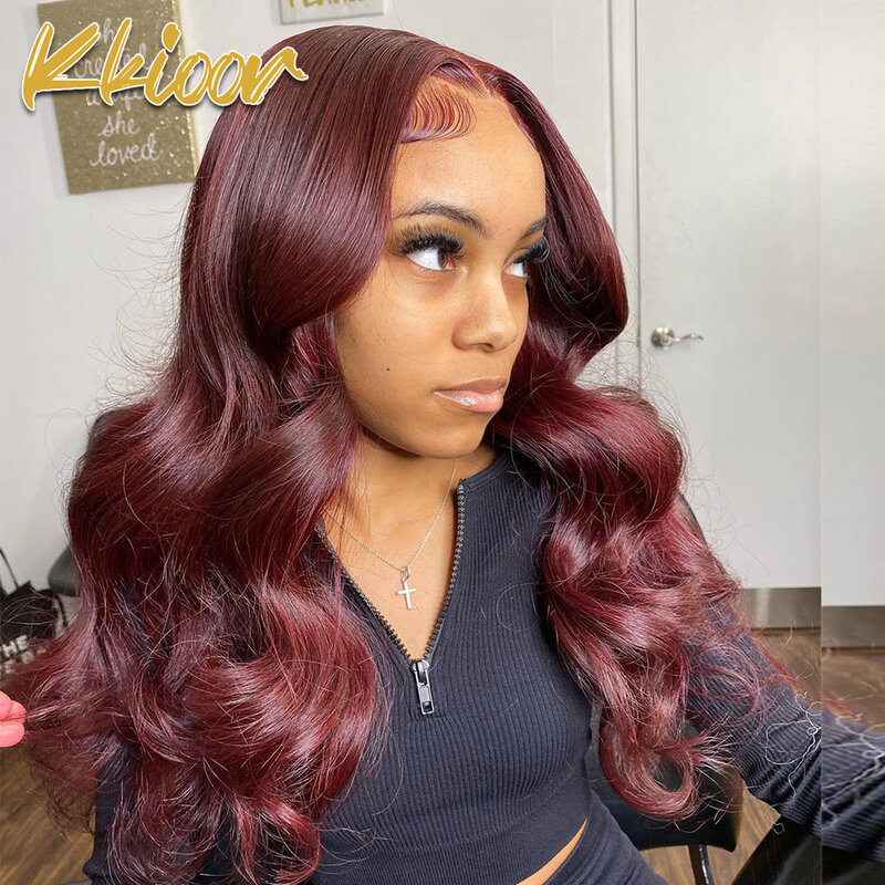 Wine Red Lace Front Wig Human Hair Burgundy 13x6 HD Lace Front Human Hair Wig Female Free Shipping 100% Humen Hair Wig Halloween
