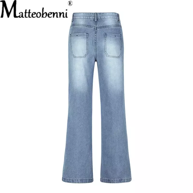 Jean Vintage taille haute pour femme, pantalon en Jean bleu, salopette droite, pantalon en Denim, Long, ample, jambes larges, 2021